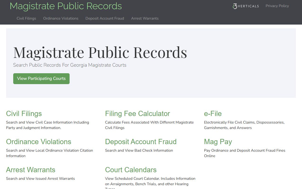 Lanier County court dockets on Georgia Magistrate Records homepage