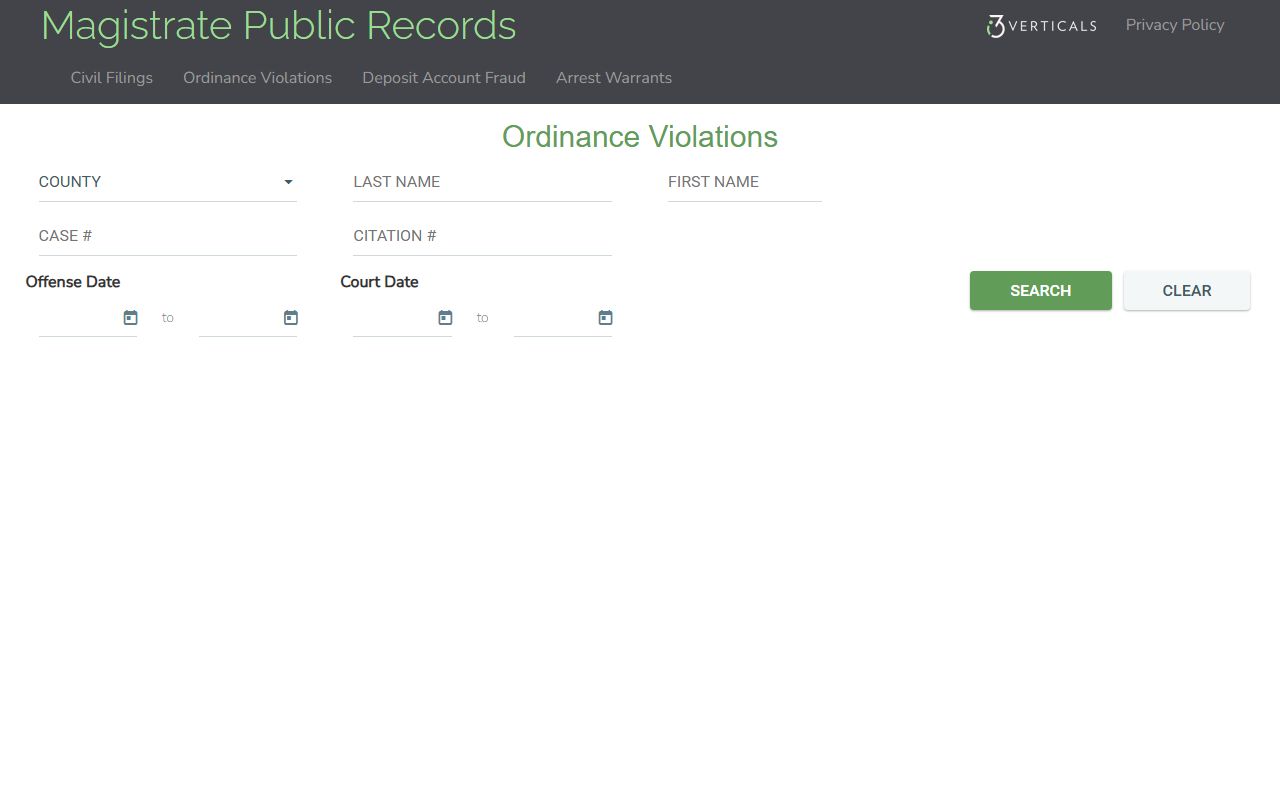 Lanier County court dockets ordinance violation search fields