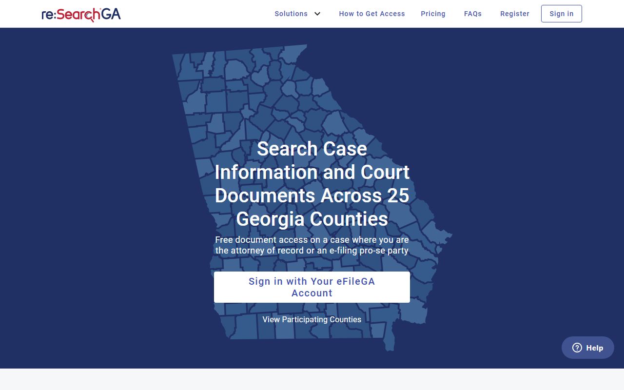 Lanier County court records search through re:SearchGA provider portal
