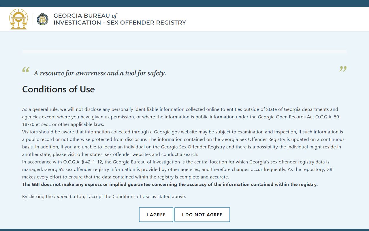 GBI sex offender registry public search entrance